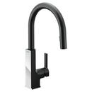 Single Handle Pull Down Kitchen Faucet in Matte Black with Polished Chrome