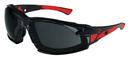 Polycarbonate Black and Red Frame Safety Glass with Smoke and Anti-fog Lens
