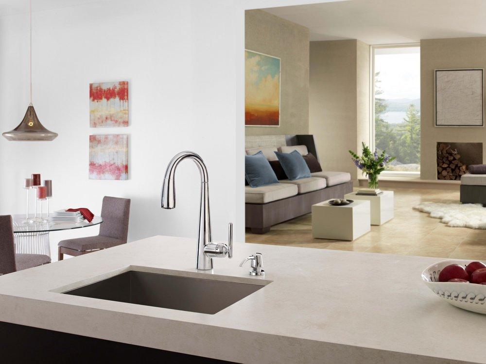 Pfister Brushed Gold Single Handle Pull Down Kitchen Faucet 