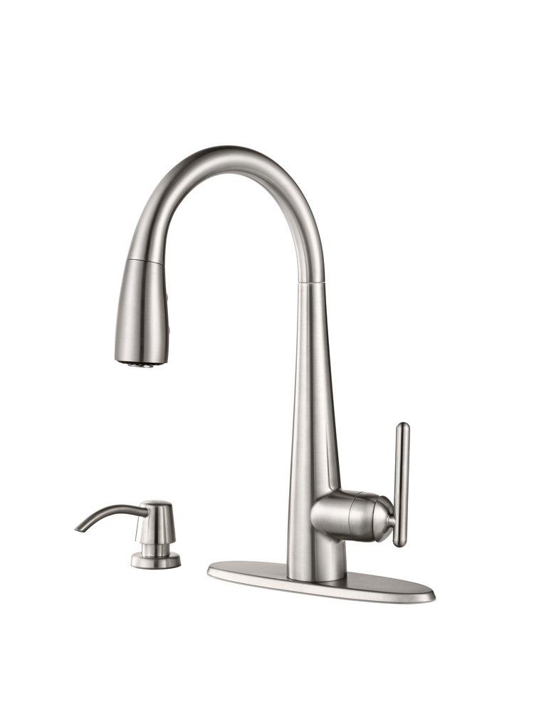 Pfister Brushed Gold Single Handle Pull Down Kitchen Faucet 