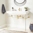 Integral Bathroom Sink in White with Chrome/Polished Brass Stand
