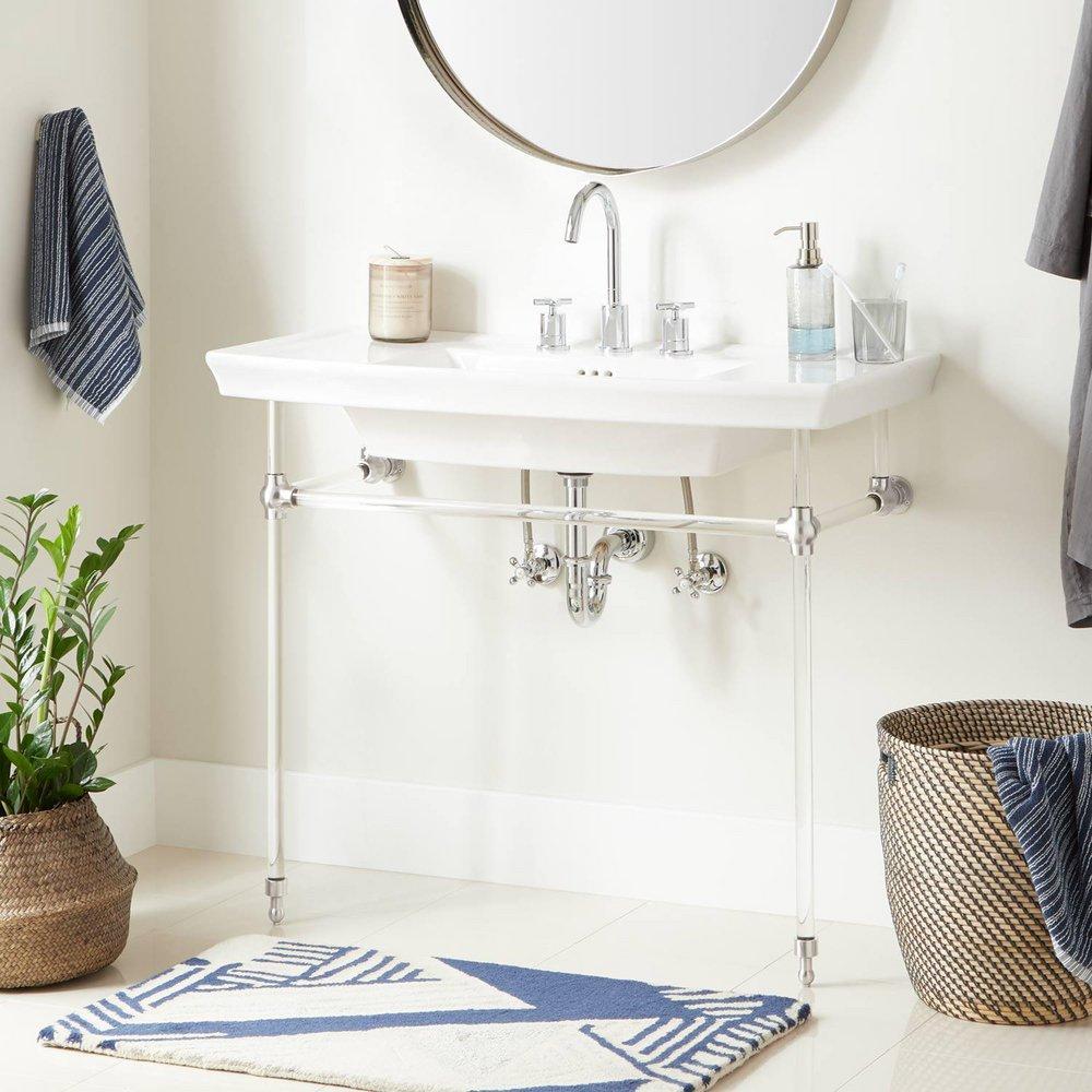 Signature Hardware Chrome Consoles Bathroom Sink 