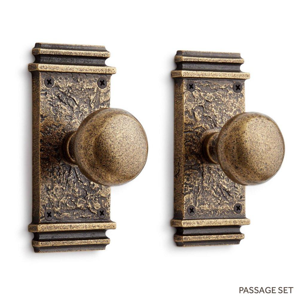 Signature Hardware Satin Brass 5-7/8 in. Brass Privacy Door Set Knob 2-3/8 in. Backset 