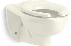 Elongated Wall Mount Toilet Bowl with Top Spud in Biscuit