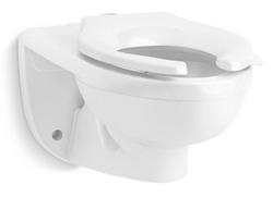Elongated Wall Mount Toilet Bowl with Top Spud in White