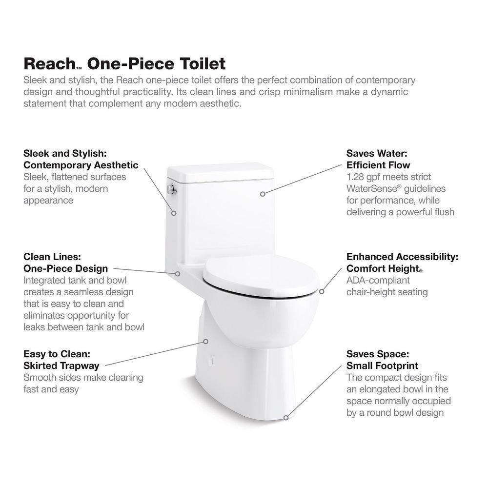 KOHLER Black 1.28 gpf Elongated Floor Mount One Piece Toilet 