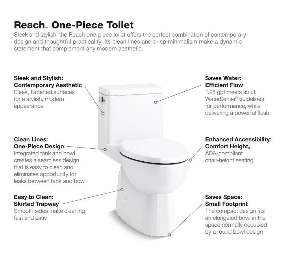 KOHLER Black 1.28 gpf Elongated Floor Mount One Piece Toilet 