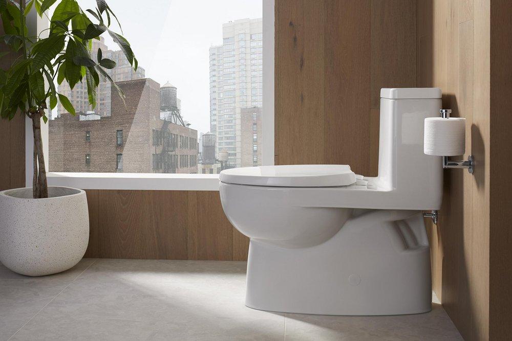 KOHLER White 1.28 gpf Elongated Floor Mount One Piece Toilet 