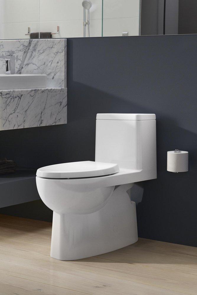 KOHLER White 1.28 gpf Elongated Floor Mount One Piece Toilet 