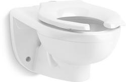 Elongated Wall Mount Two Piece Toilet Bowl in White