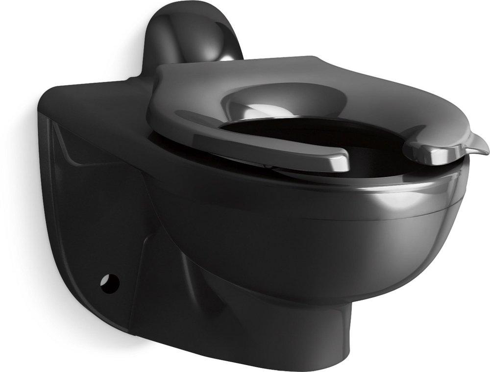 KOHLER Black Black&trade; 1.28 gpf Elongated Wall Mount Two Piece Toilet Bowl 
