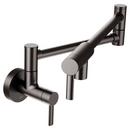 Moen Black Stainless Steel 5.5 gpm 1 Hole Wall Mount Pot Filler with Double Lever Handle 