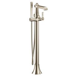 Single Handle Floor Mount Tub Filler with Hand Shower in Polished Nickel (Trim Only)