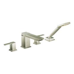 Two Handle Roman Tub Faucet with Hand Shower in Brushed Nickel (Trim Only)