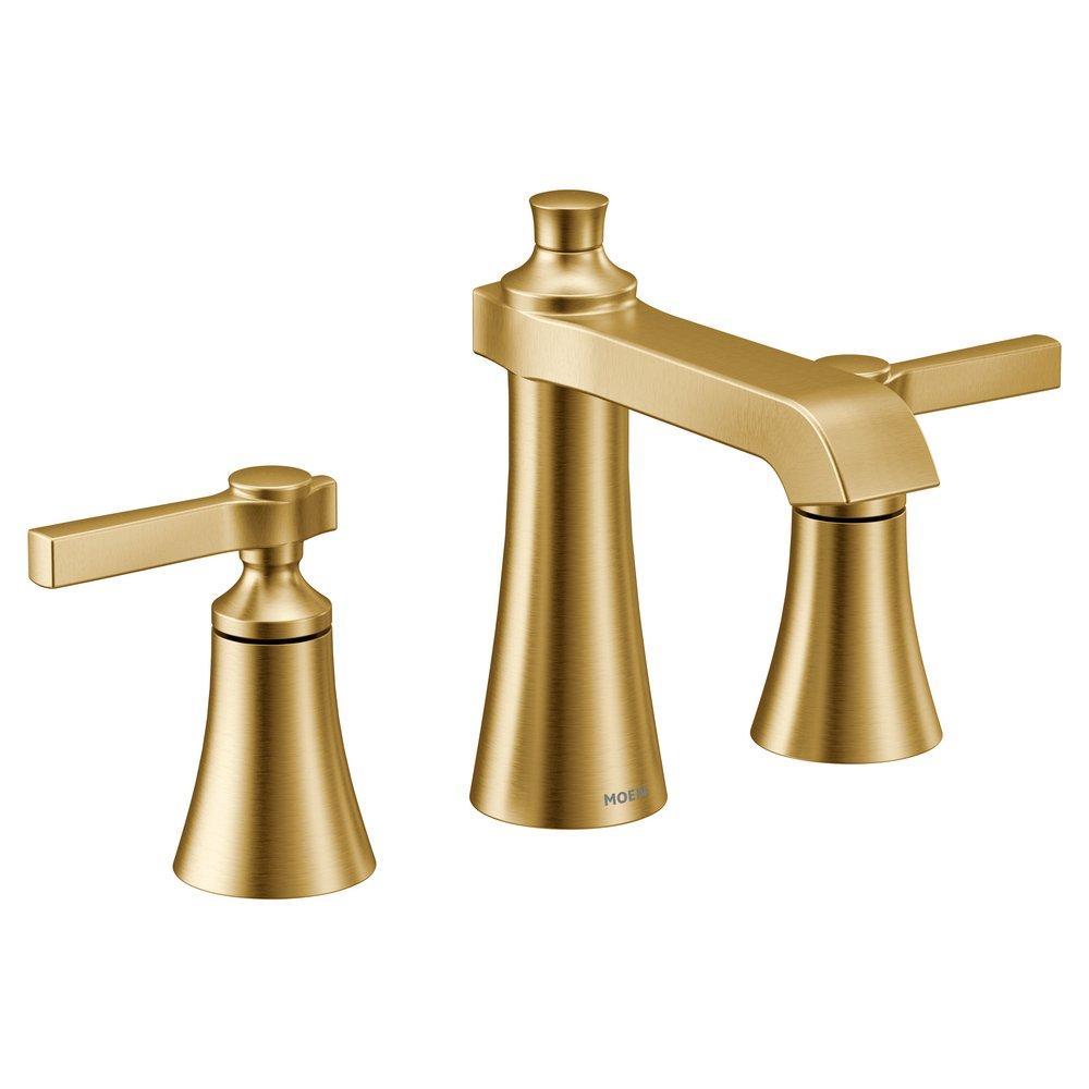Moen Brushed Gold Two Handle Widespread Bathroom Sink Faucet 