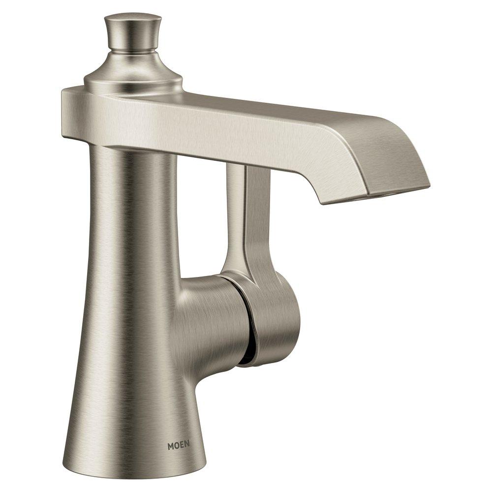 Moen Brushed Nickel Single Handle Monoblock Bathroom Sink Faucet Lever Handle 
