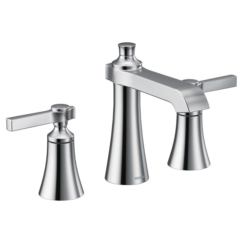 Moen Polished Chrome Two Handle Widespread Bathroom Sink Faucet 