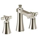 Moen Polished Nickel Two Handle Widespread Bathroom Sink Faucet Cross Handle 