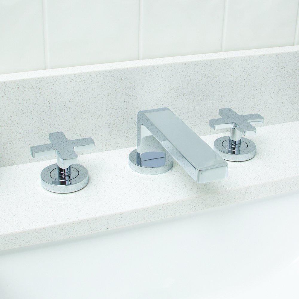 Speakman Polished Chrome Two Handle Widespread Bathroom Sink Faucet Cross Handle 