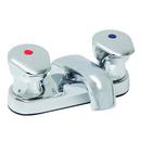 Two Handle Centerset Bathroom Sink Faucet in Polished Chrome Metering Handle