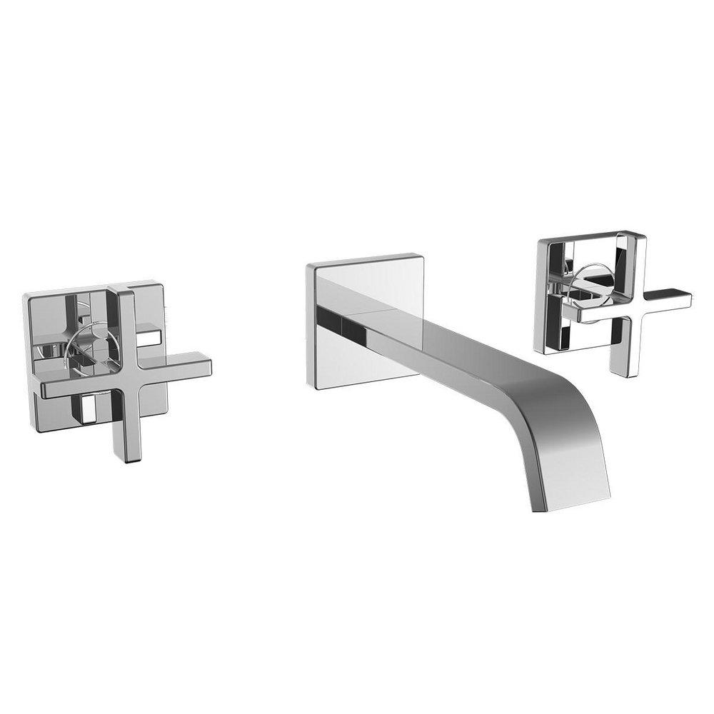 Speakman Polished Chrome Two Handle Wall Mount Bathroom Sink Faucet Cross Handle 
