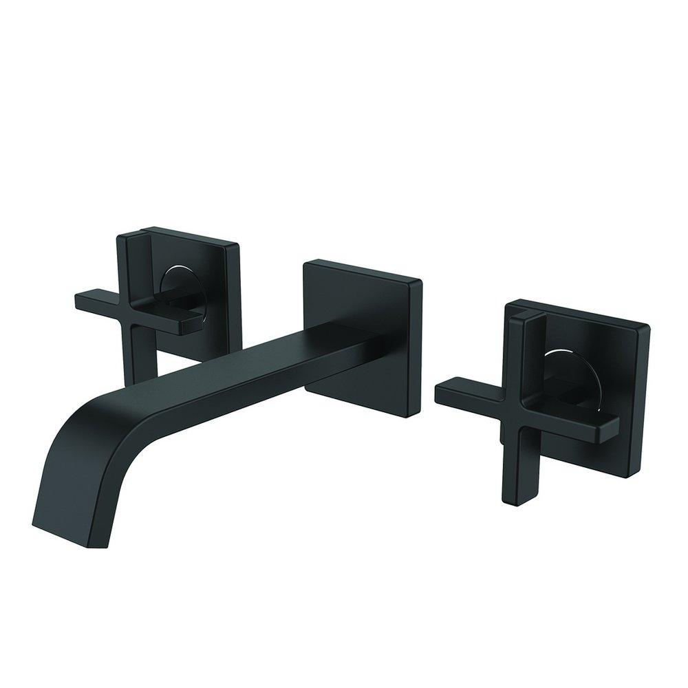 Speakman Matte Black Two Handle Wall Mount Bathroom Sink Faucet Cross Handle 