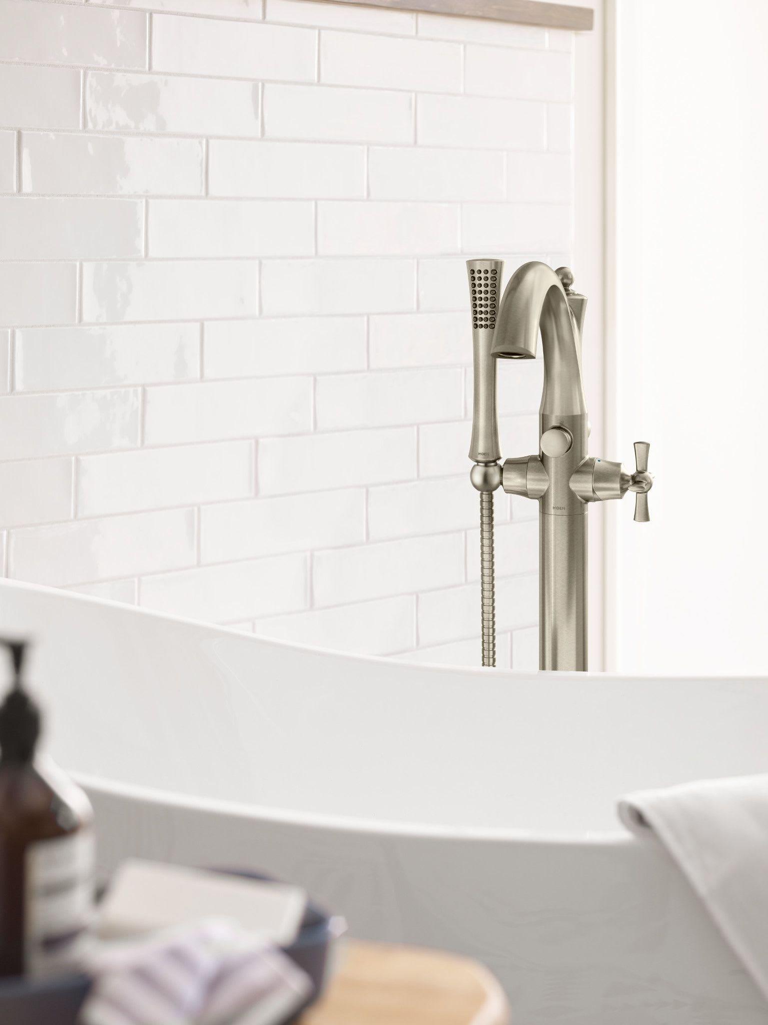 Moen Brushed Nickel Single Handle Lever Floor Mount Filler 