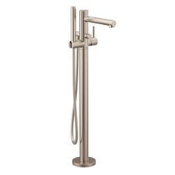 Single Handle Floor Mount Filler with Hand Shower in Brushed Nickel (Trim Only)