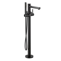 Single Handle Floor Mount Filler with Hand Shower in Matte Black (Trim Only)