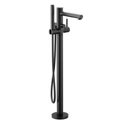 Single Handle Floor Mount Filler with Hand Shower in Matte Black (Trim Only)