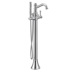Single Handle Floor Mount Tub Filler with Hand Shower in Chrome (Trim Only)
