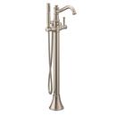 Single Handle Floor Mount Tub Filler with Hand Shower in Brushed Nickel (Trim Only)