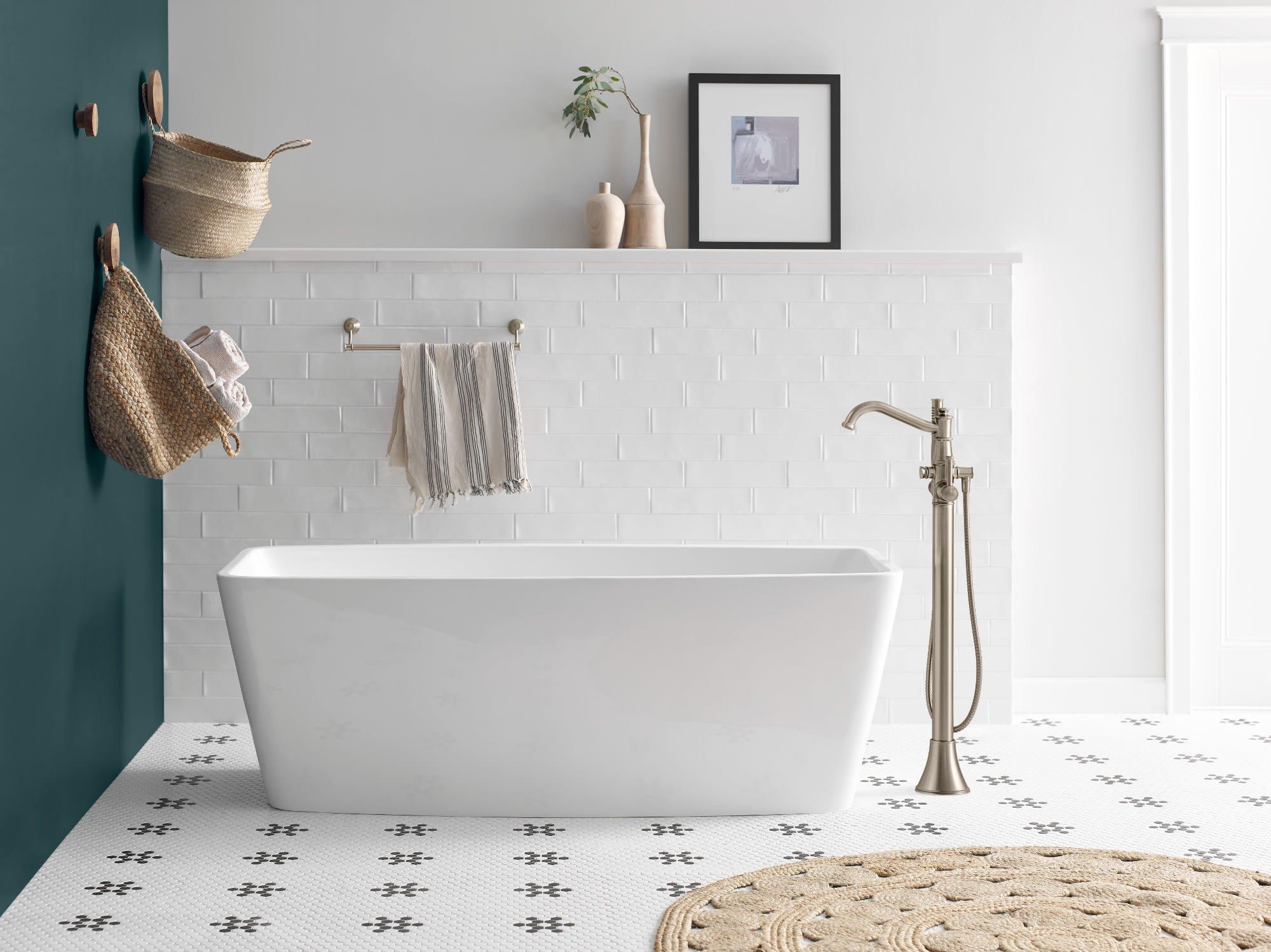 Moen Brushed Nickel Single Handle Floor Mount Tub Filler with Hand Shower (Trim Only) 