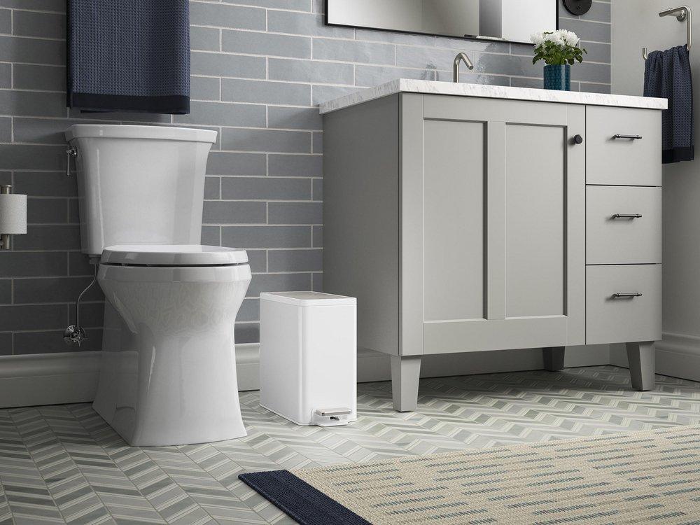 KOHLER Stainless Steel 12-3/4 x 6-1/2 in. Stainless Steel Slim Step Trash Can 