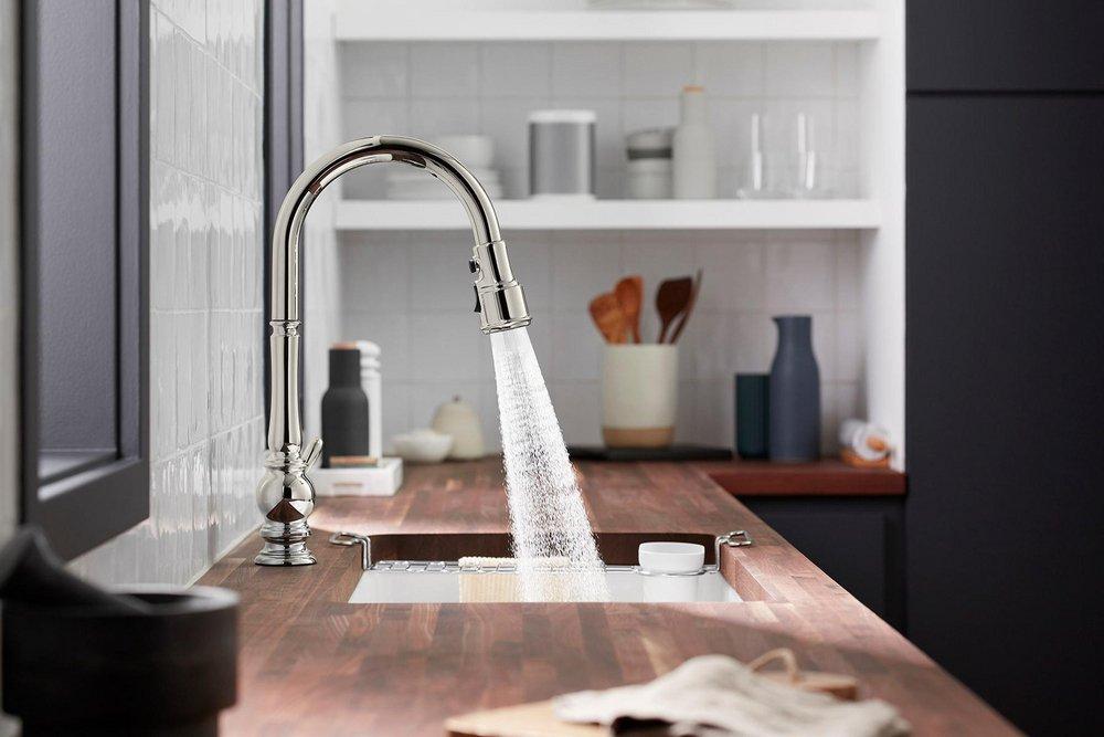 KOHLER Polished Chrome Single Handle Pull Down Kitchen Faucet 
