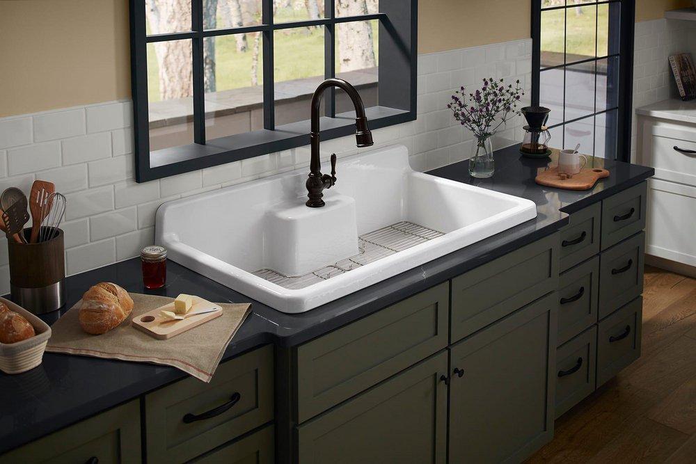 KOHLER Polished Chrome Single Handle Pull Down Kitchen Faucet 