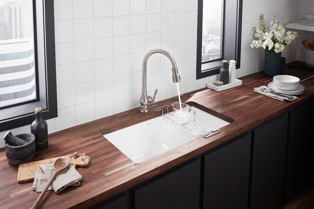 KOHLER Polished Chrome Single Handle Pull Down Kitchen Faucet 