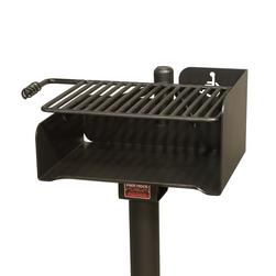 Black Enamel Steel Embedded Grill Mount Base Post with Swivel Grate for ASW-20 Series Accessible Grills