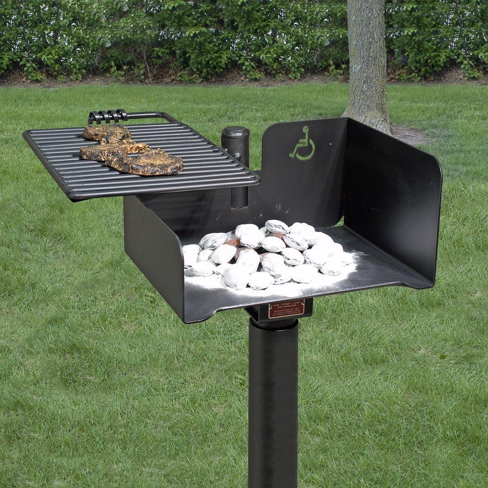 Pilot Rock Black Enamel Steel Embedded Grill Mount Base Post with Swivel Grate 