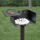 Pilot Rock Black Enamel Steel Embedded Grill Mount Base Post with Swivel Grate 