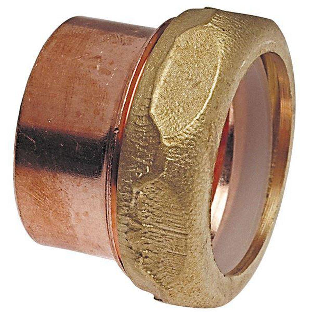 Copper DWV Street Trap Adapter w/ Brass Nut 