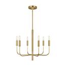 24 in. 60W 6-Light Candelabra E-12 Incandescent Chandelier in Burnished Brass