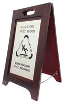 Pressto Valet Dark Walnut Bilingual Wet Floor Sign 
