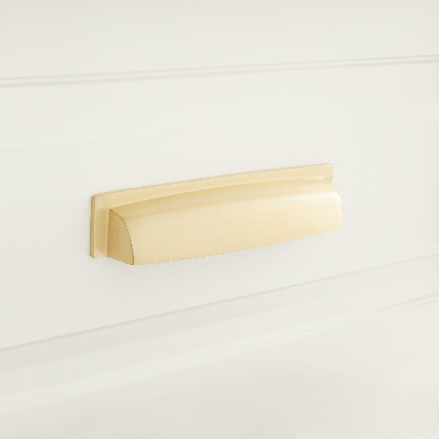Signature Hardware Satin Brass 5 in. Brass Cup Pull 