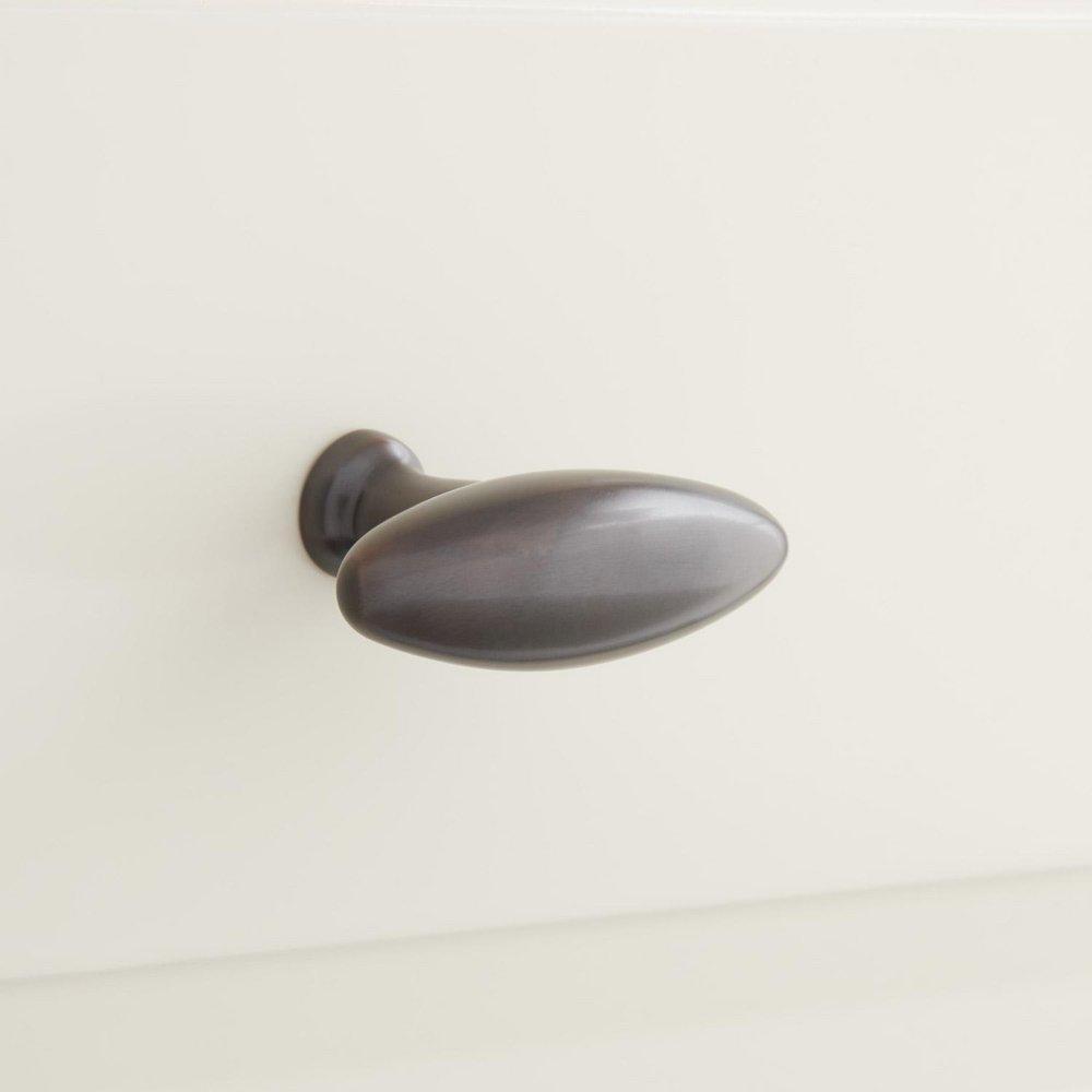 Signature Hardware Oil Rubbed Bronze 2-1/8 in. Brass Oval Cabinet Knob 