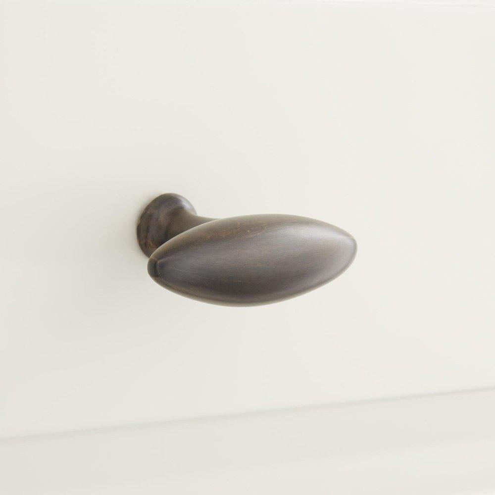 Signature Hardware Antique Brass 2-1/8 in. Brass Oval Cabinet Knob 