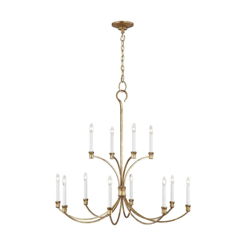 Visual Comfort & Co. Studio Antique Gild 42 x 40 in. 60W 2-Tier 12-Light Incandescent Chandelier 