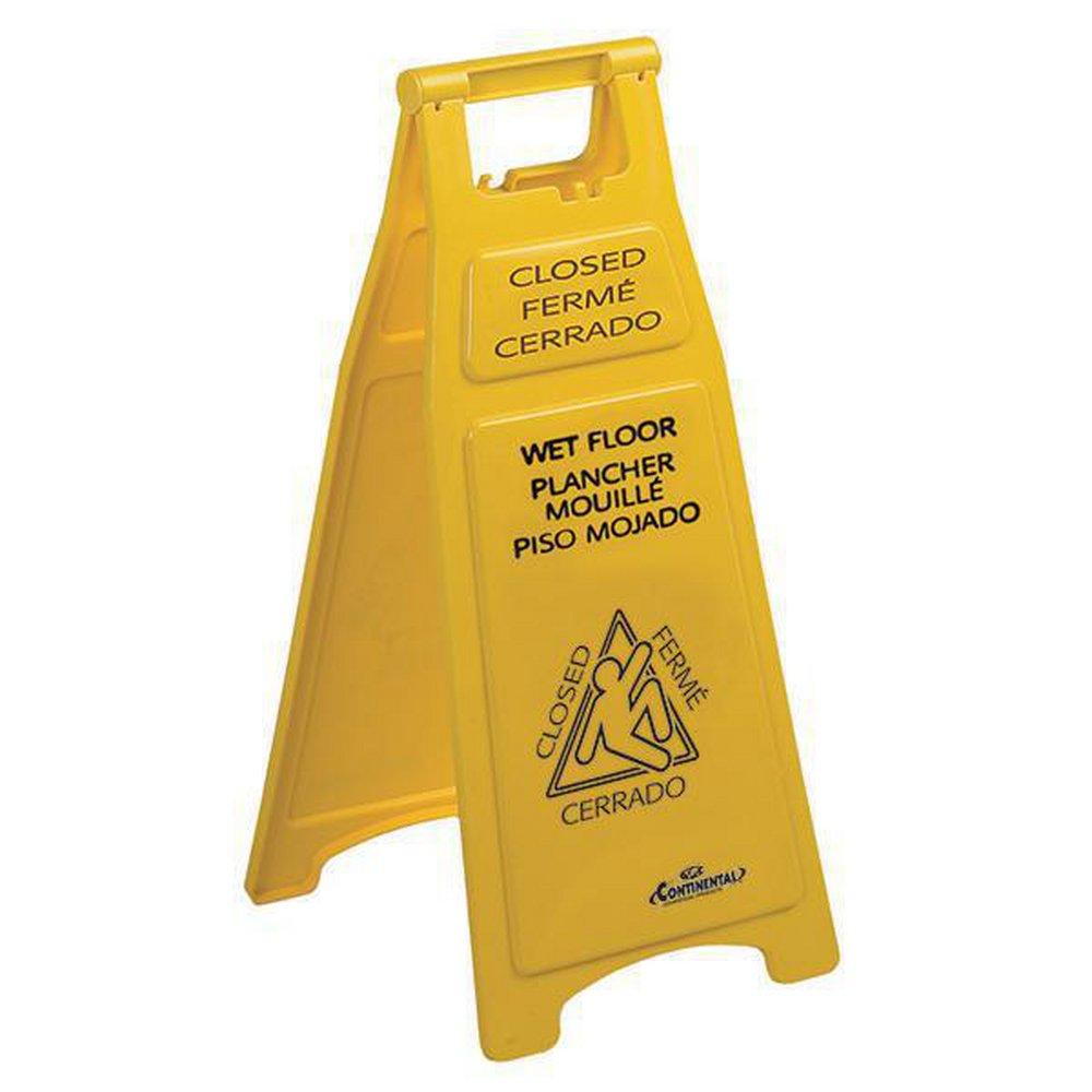 Continental Commercial Products Yellow 12 x 26-1/2 in. Wet Floor Closed Sign 