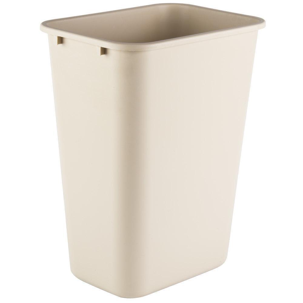 Continental Commercial Products Beige 19-7/8 x 15-1/4 x 11 in. 41-1/8 qt Plastic Commercial Rectangle Waste Basket 