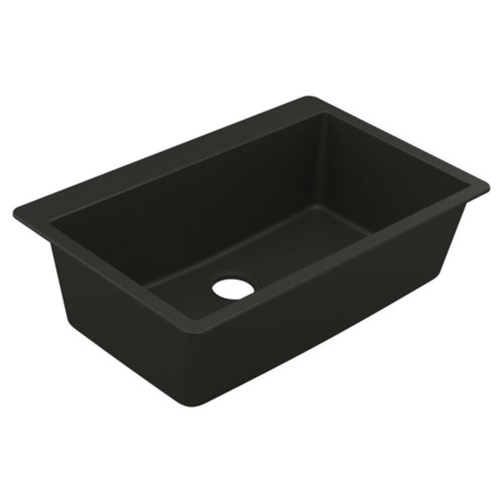 Moen Black 33 x 20-7/8 in. No-Hole Granite Single Bowl Drop-in, Dual Mount and Undermount Kitchen Sink 